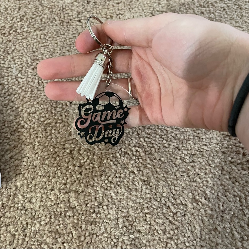 Handmade soccer vinyl keychain